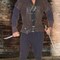 Men's Medieval Assassin Costume Vest Hood Belt Halloween Outfit
